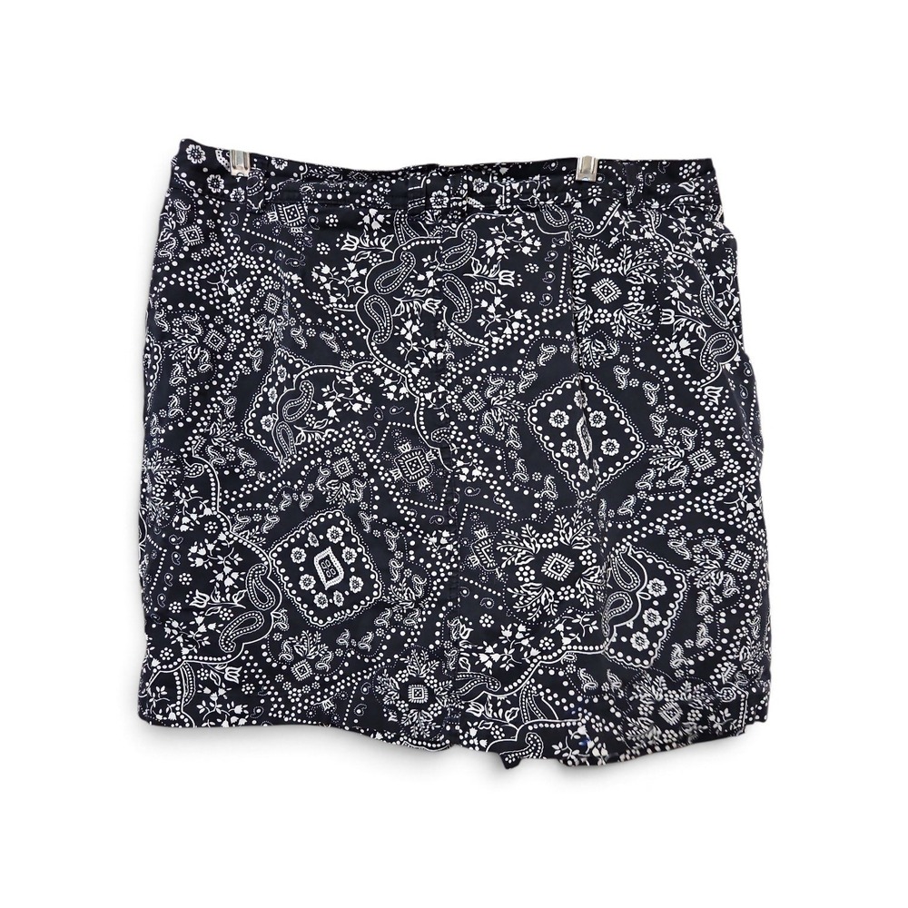Karen Scott Navy Blue White Bandana Paisley Print Mini Skirt Womens Plus Size 14